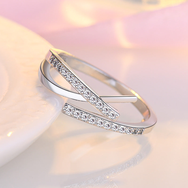 Elegant Micro Rhinestone Cross Ring