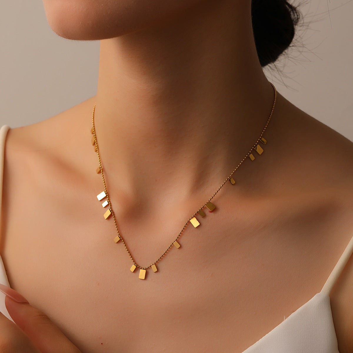 Titanium Steel Quadrilateral Necklace For Women